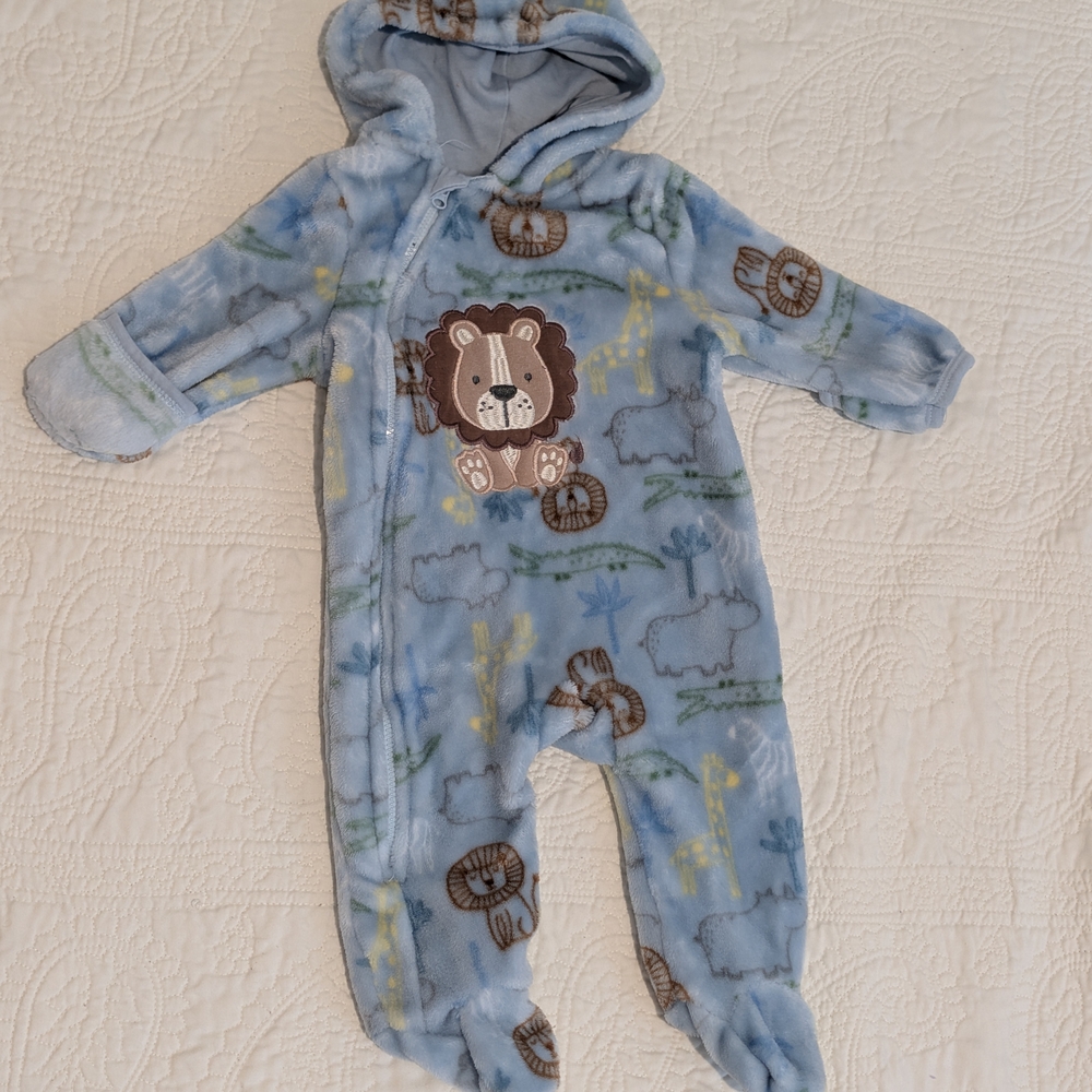 Cozy Blue Lion Fleece Footie One-Piece for Kids